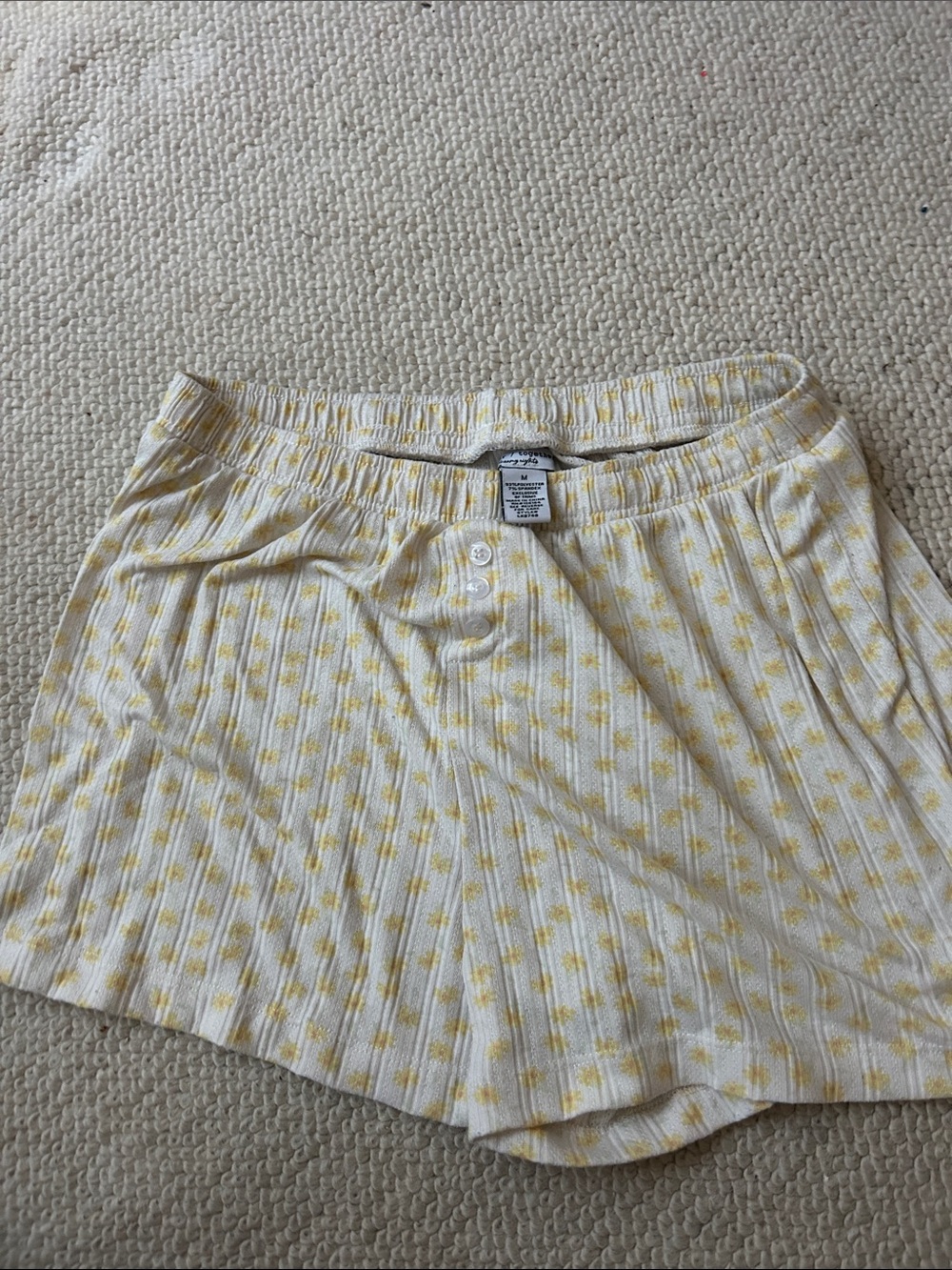 Women’s Yellow Floral Ribbed Mini Skirt - Picture 1 of 1